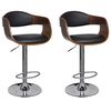 vidaXL Taburetes de cocina 2 uds cuero sint&eacute;tico madera curvada negro