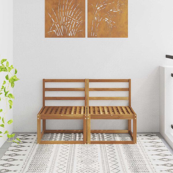 vidaXL 2 Pieza Sof&aacute; intermedio de exterior Madera de Acacia S&oacute;lida