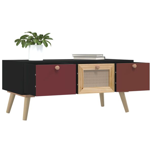 vidaXL Mesa de centro con cajones madera contrachapada 80x40x35,5 cm