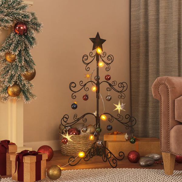 vidaXL &Aacute;rbol de Navidad para decoraci&oacute;n metal negro 90 cm