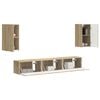 vidaXL Conjunto de mueble de TV Montaje en la pared 5 pcs Roble Sonoma