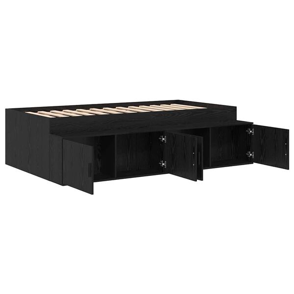 vidaXL Estructura de cama Roble Negro 90 x 190 cm Madera contrachapada