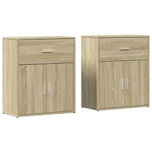 vidaXL Aparador de madera de ingenier&iacute;a 2 uds roble Sonoma 60x31x70 cm