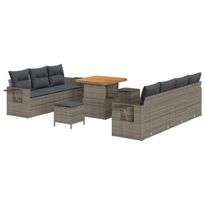 vidaXL Conjunto de sof&aacute; de jard&iacute;n con coj&iacute;n Manual 10 pcs Gris