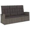 vidaXL Banco jard&iacute;n reclinable y cojines rat&aacute;n sint&eacute;tico gris 173 cm