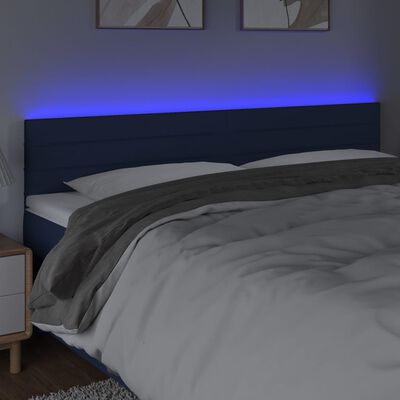 vidaXL Cabecero con LED de tela azul 160x5x78/88 cm