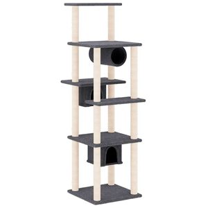 vidaXL Rascador para gatos con postes de sisal gris oscuro 169 cm