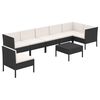 vidaXL Set de muebles de jard&iacute;n 8 pzas y cojines rat&aacute;n sint&eacute;tico negro