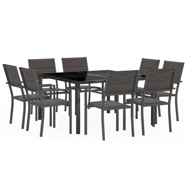 vidaXL Juego de comedor de jard&iacute;n 9 piezas acero