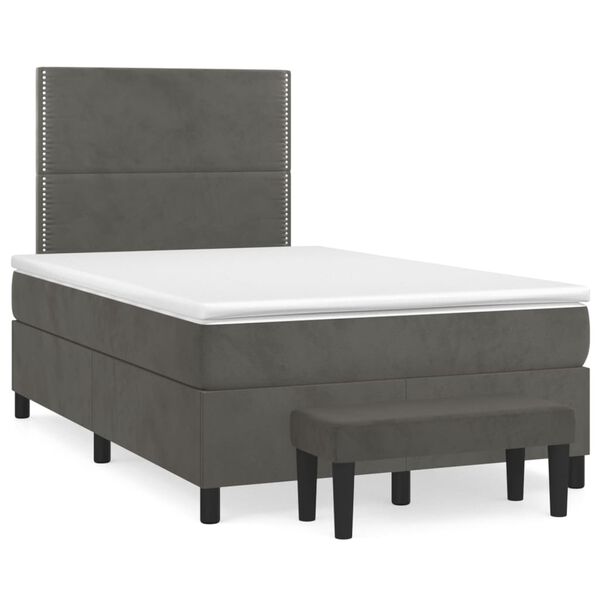 vidaXL Cama box spring con colch&oacute;n terciopelo gris oscuro 120x200 cm