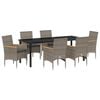 vidaXL Conjunto de Comedor de Jard&iacute;n 7 pcs Gris rat&aacute;n sint&eacute;tico