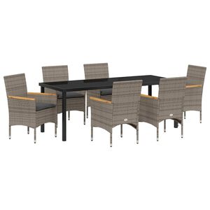 vidaXL Conjunto de Comedor de Jard&iacute;n 7 pcs Gris rat&aacute;n sint&eacute;tico