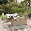 vidaXL Set comedor de jard&iacute;n 7 pzas con cojines rat&aacute;n sint&eacute;tico beige