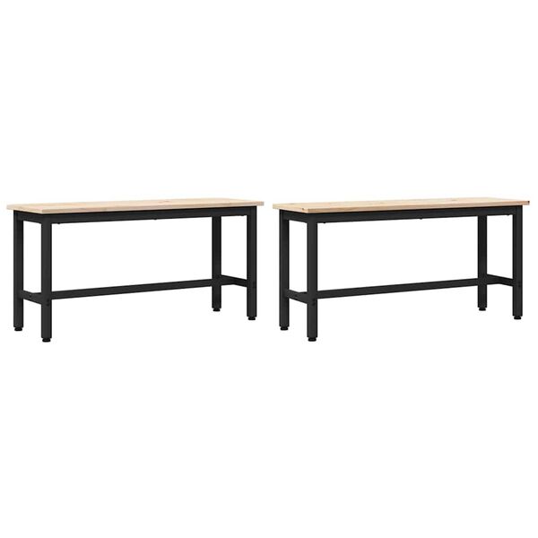 vidaXL Bancos de Comedor 2 pcs Natural 100 x 32,5 x 49 cm