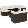 vidaXL Set sof&aacute;s de jard&iacute;n 8 piezas y cojines rat&aacute;n sint&eacute;tico marr&oacute;n