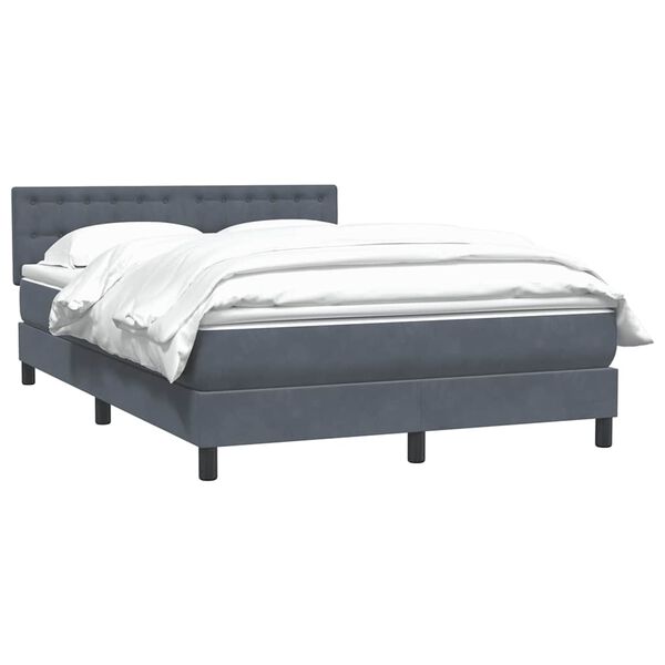 vidaXL Cama box spring con colch&oacute;n terciopelo gris oscuro 140x220 cm