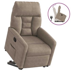 vidaXL Sill&oacute;n reclinable elevable tela de microfibra gris taupe