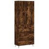 vidaXL Aparador alto madera contrachapada roble ahumado 69,5x34x180 cm