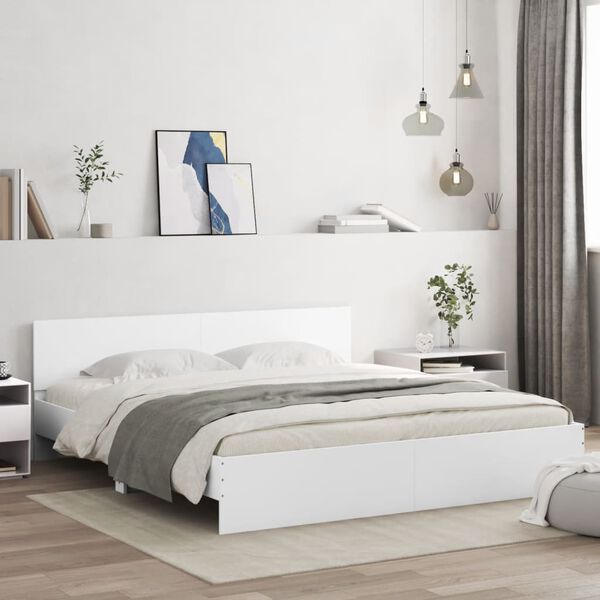 vidaXL Estructura de cama con LED sin colch&oacute;n blanco 180x200 cm