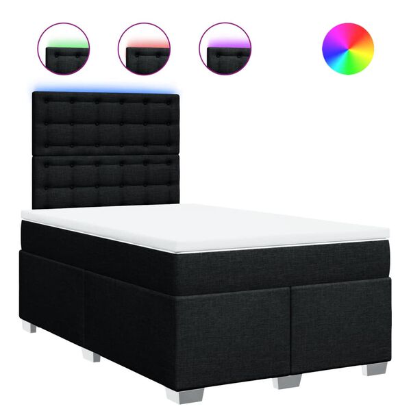 vidaXL Cama box spring con colch&oacute;n tela negro 120x190 cm