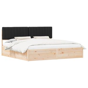 vidaXL Estructura de Cama con Cabecera Tapizada Negro 200 x 200 cm