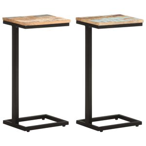 vidaXL Mesitas auxiliares 2 uds madera reciclada 31,5x24,5x64,5 cm