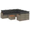 vidaXL Set de muebles de jard&iacute;n 9 pzas y cojines rat&aacute;n sint&eacute;tico gris