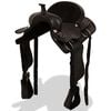 vidaXL Montura occidental, cabezada y pechera cuero real 16" negra