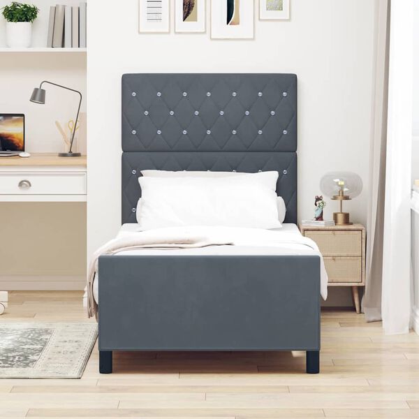 vidaXL Cama tipo Box Spring Gris oscuro 90 x 200 cm Terciopelo