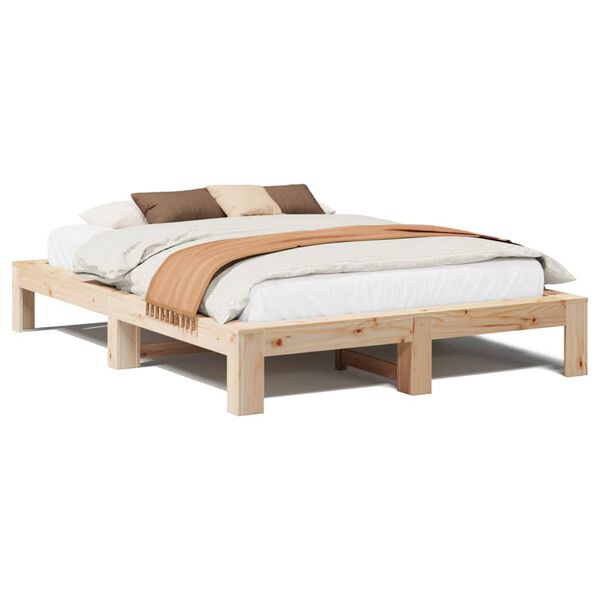 vidaXL Estructura de cama sin colch&oacute;n madera de pino blanca 140x200 cm