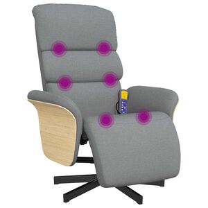 vidaXL Sill&oacute;n reclinable de masaje con reposapi&eacute;s tela gris claro