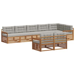 vidaXL Conjunto de sof&aacute;s de exterior 8 pcs Gris Natural y Claro