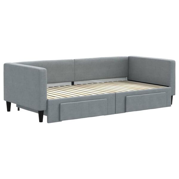 vidaXL Sofá cama nido con cajones tela gris claro 90x190 cm