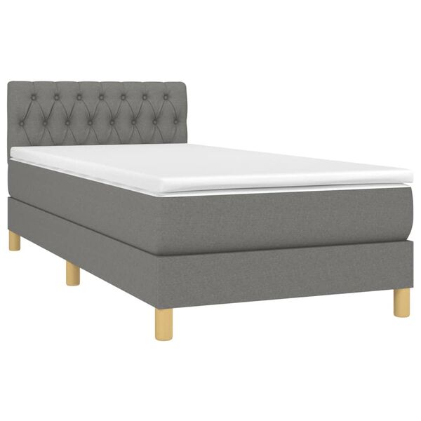 vidaXL Cama box spring con colch&oacute;n tela gris oscuro 80x200 cm