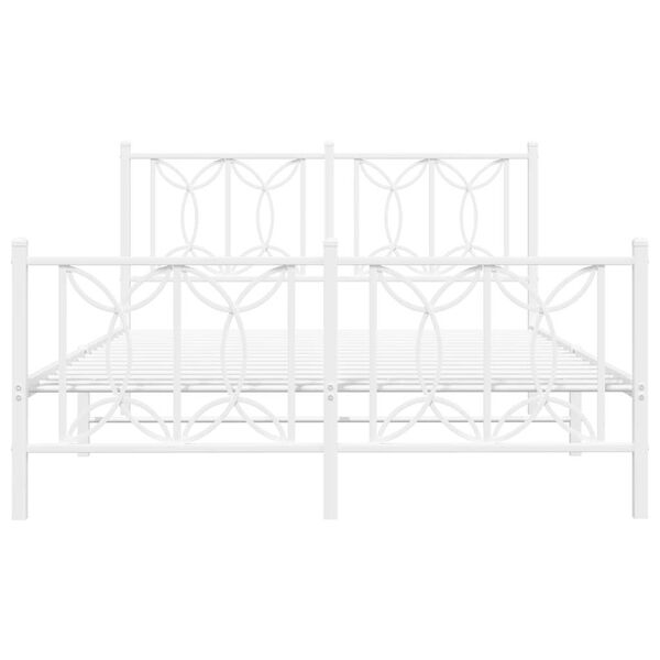 vidaXL Estructura cama sin colch&oacute;n con estribo metal blanco 135x190 cm