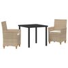vidaXL Conjunto de Comedor de Jard&iacute;n 3 uds. Beige rat&aacute;n sint&eacute;tico