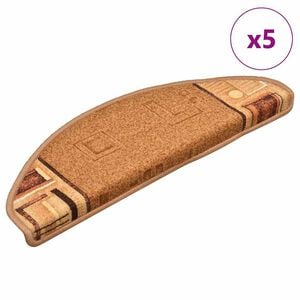 vidaXL Alfombrillas de escalera autoadhesivas 5 uds beige 65x21x4 cm