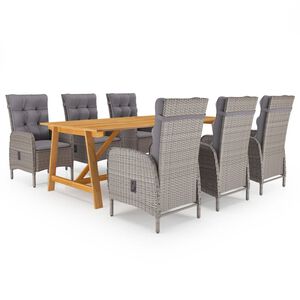 vidaXL Juego de comedor de jard&iacute;n de 7 piezas gris