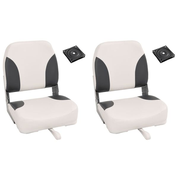 vidaXL Asiento plegable para barco juego de 2 con respaldo bajo