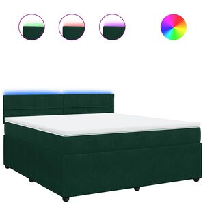 vidaXL Cama box spring con colch&oacute;n terciopelo verde oscuro 180x200 cm