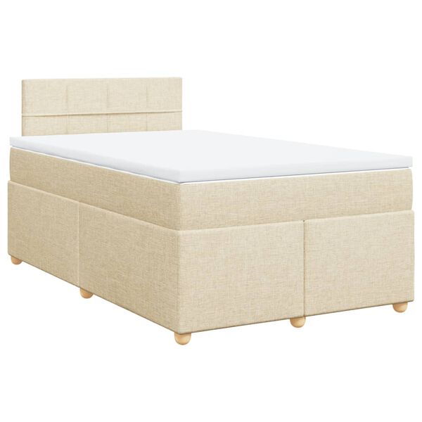 vidaXL Cama box spring con colch&oacute;n tela color crema 120x190 cm