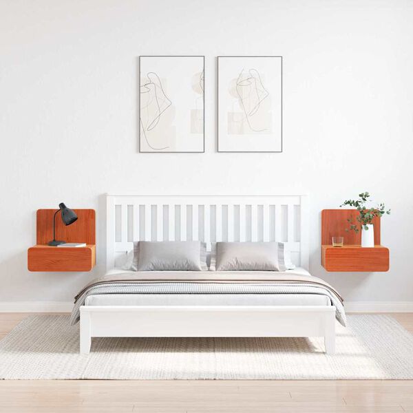 vidaXL Mesita de Noche con caj&oacute;n 2 pcs Marr&oacute;n cera 44 x 32,5 x 40 cm