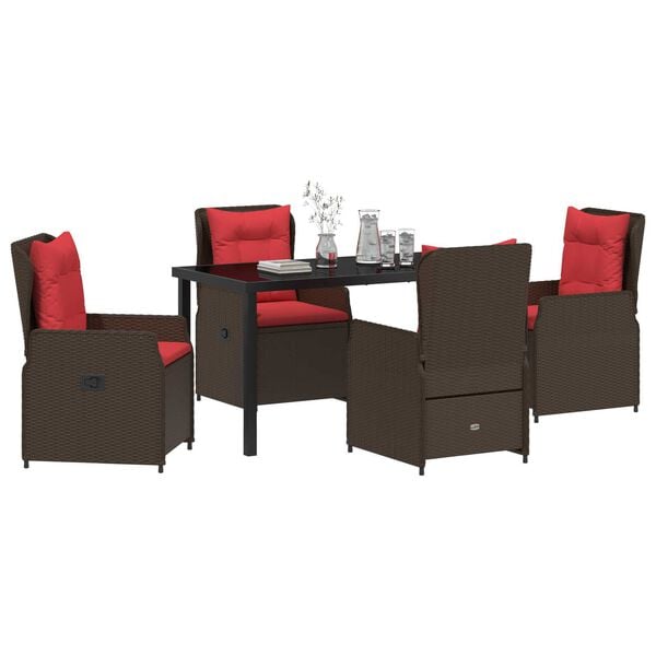 vidaXL Conjunto de Comedor de Jard&iacute;n 5 pcs Marr&oacute;n Polirat&aacute;n