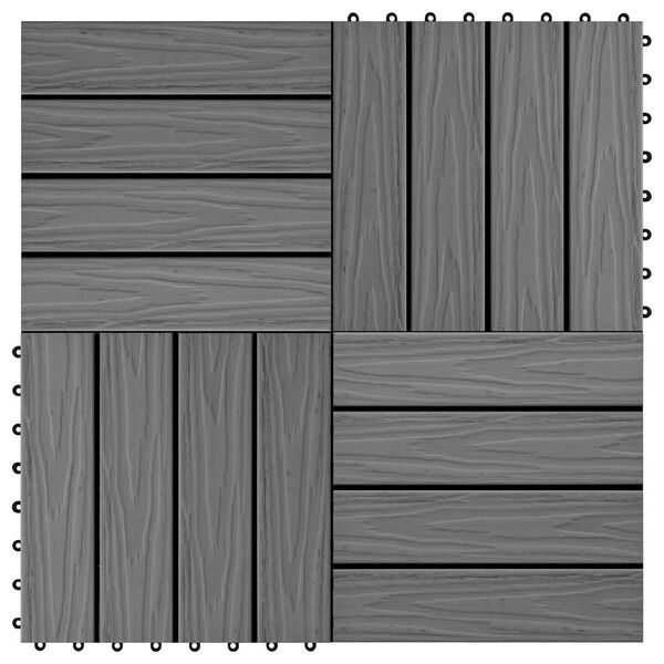 vidaXL Baldosas porche relieve profundo WPC 30x30 cm 1 m&sup2; gris 11 uds