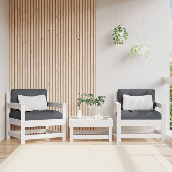 vidaXL Sillones de jardín 2 unidades madera maciza pino blanco