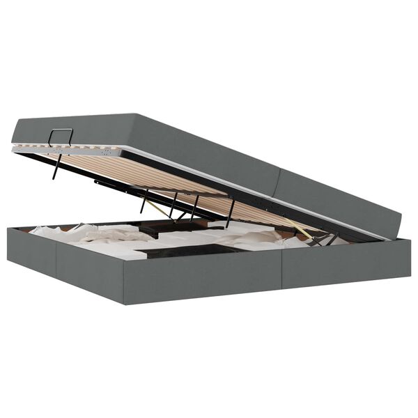 vidaXL Cama con almacenamiento y colch&oacute;n Gris oscuro 200 x 200 cm