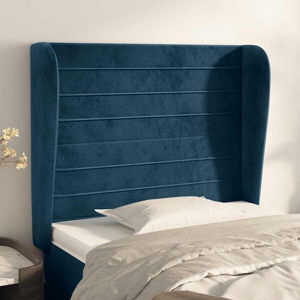 vidaXL Cabecero con orejas de terciopelo azul oscuro 83x23x118/128 cm
