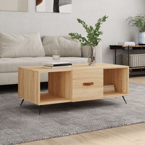 vidaXL Mesa de centro madera contrachapada roble Sonoma 102x50x40 cm