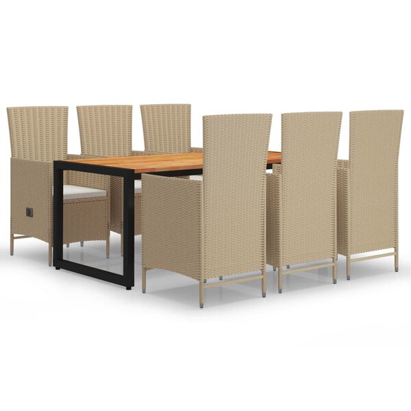 vidaXL Juego de comedor para jard&iacute;n de 7 piezas beige