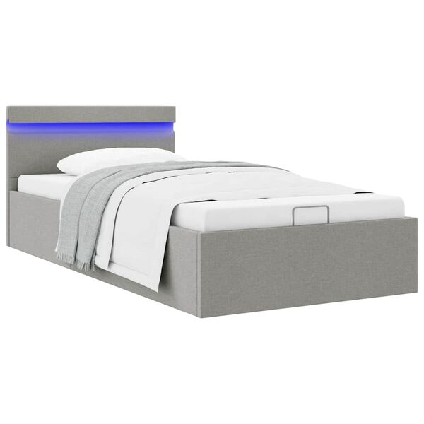 vidaXL Cama hidr&aacute;ulica almacenaje sin colch&oacute;n gris claro 100x200 cm